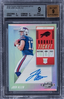 2018 Panini Contenders Optic #105 Josh Allen Signed Rookie Card - BGS MINT 9/BGS 9